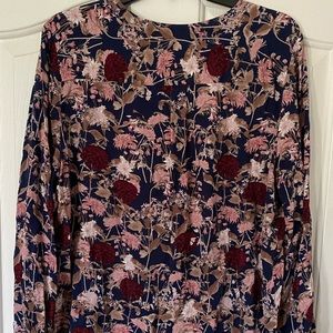 Brina & Em Long Sleeve Floral Blouse XL  Navy Pink  STYLE# Z2TJ259SF.